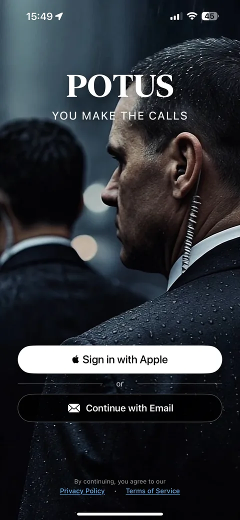 POTUS login screen